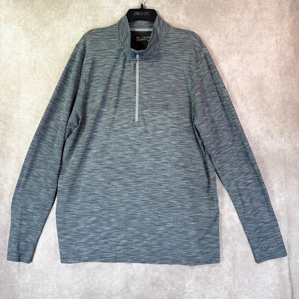 Under Armour Pullover Women 2XL Gray Space Dye HeatGear Quarter Zip Fitted Top